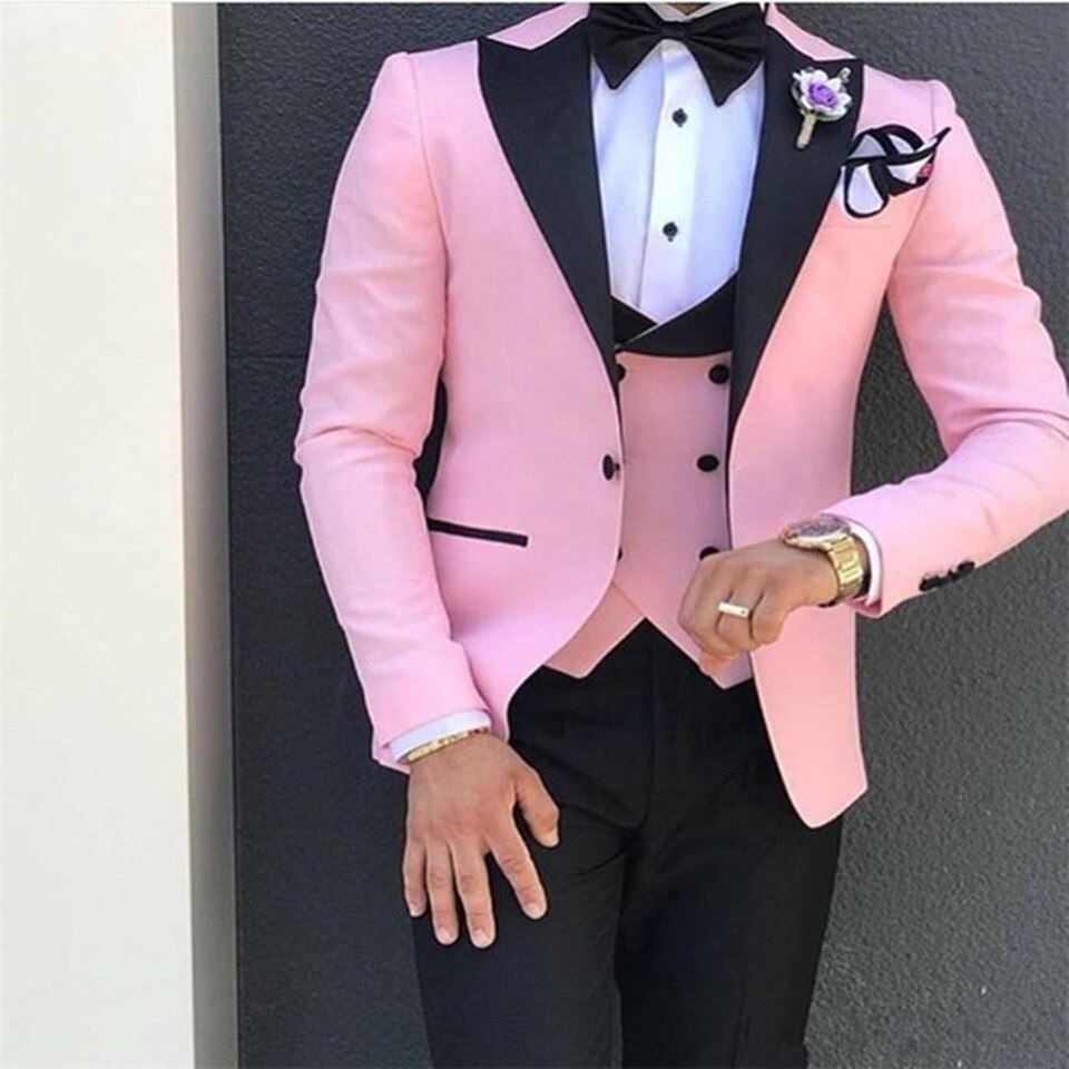 New Fashion Handsome Dark Gray Mens Suit Groom Suit Wedding Suits For Best Men Slim Fit Groom Tuxedos For Man(Jacket+Vest+Pant)
