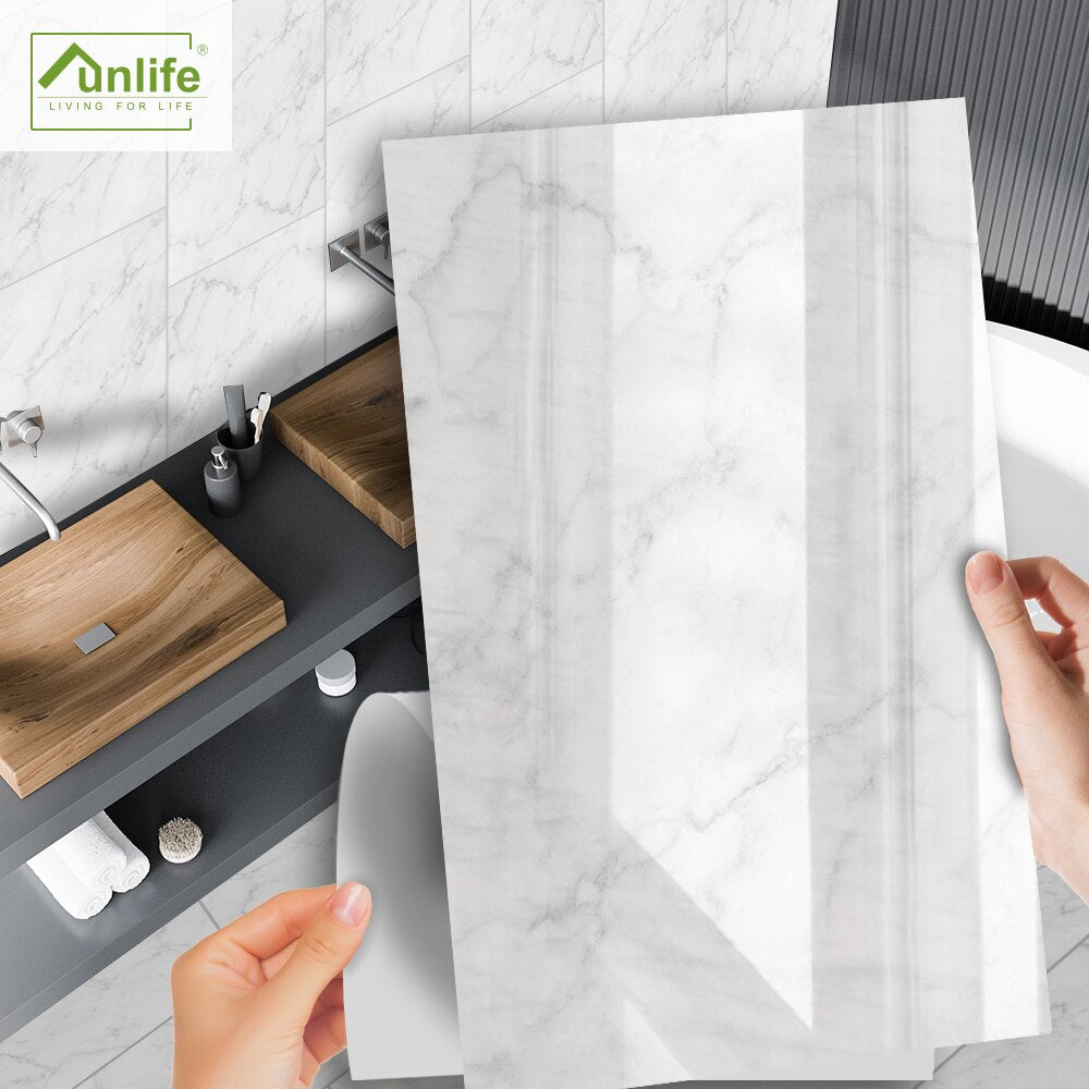 Funlife[R] NOUVELLE MAISON[TM] 30x60cm Black and White Marble Waterproof PVC Tile Sticker For Kitchen Bathroom Floor Sticker