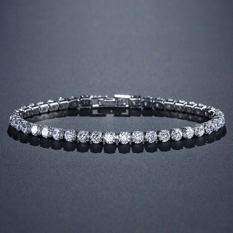 solid 925 sterling silver 4mm 17cm 19CM CZ tennis bracelet bangle for women wedding fashion jewelry wholesale party gift S4777