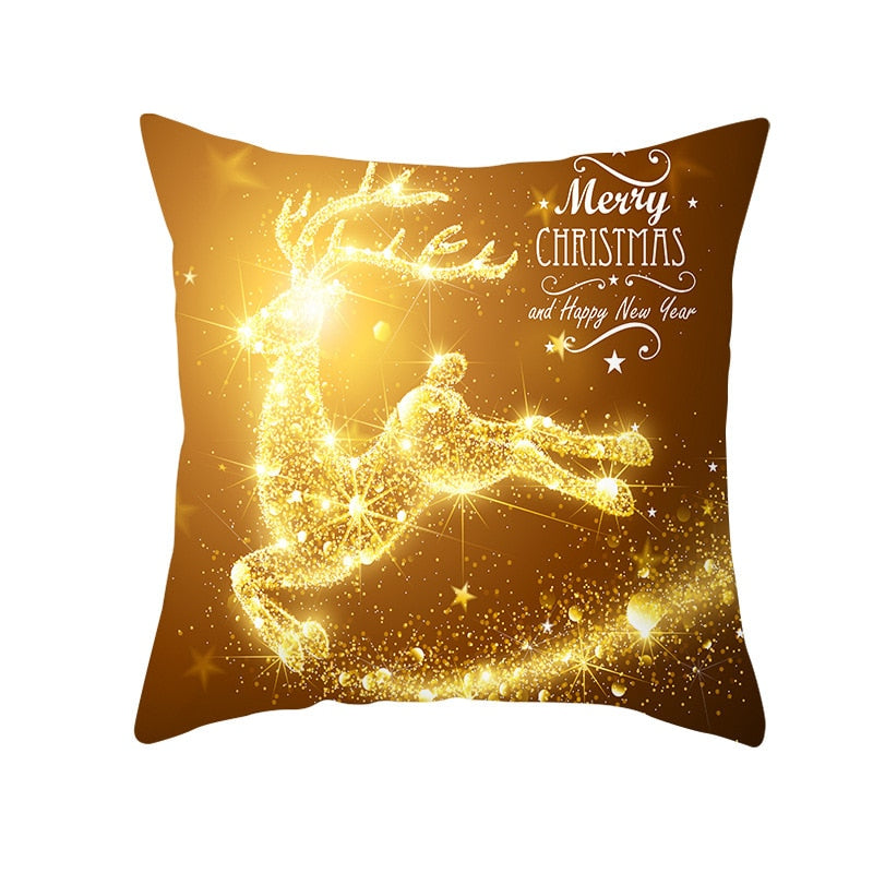 Elk Deer Santa Claus Snowman Christmas Cushion Cover Throw Pillow Xmas New Year Decor Home Decoration Polyester Pillowcase 40543