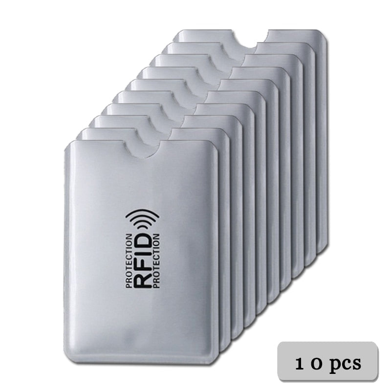 10pcs Anti RFID Blocking Reader Lock Card Holder ID Bank Card Case Protector Aluminium Metal Smart Anti-theft Credit Card Holder