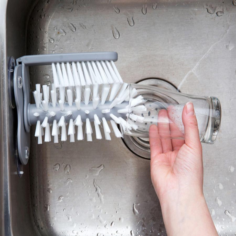 360 Degree Glass Cleaner Bottles Brush Sink Stand Drink Water Cup Scrubber Mug Wine Suction Kitchen Bottle Cup Cleaning Brush