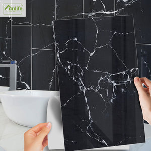 Funlife[R] NOUVELLE MAISON[TM] 30x60cm Black and White Marble Waterproof PVC Tile Sticker For Kitchen Bathroom Floor Sticker