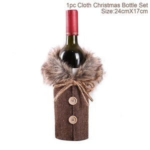 Christmas Wine Bottle Cover Merry Christmas Decor For Home 2020 Natal Noel Christmas Table Decor Xmas Gift Happy New Year 2021