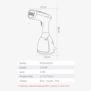 New 280ml Handheld Fabric Steamer 15 Seconds Fast-Heat 1500W Powerful Garment Steamer for Home Travelling Portable Steam Iron