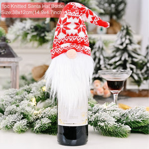Christmas Wine Bottle Cover Merry Christmas Decor For Home 2020 Natal Noel Christmas Table Decor Xmas Gift Happy New Year 2021