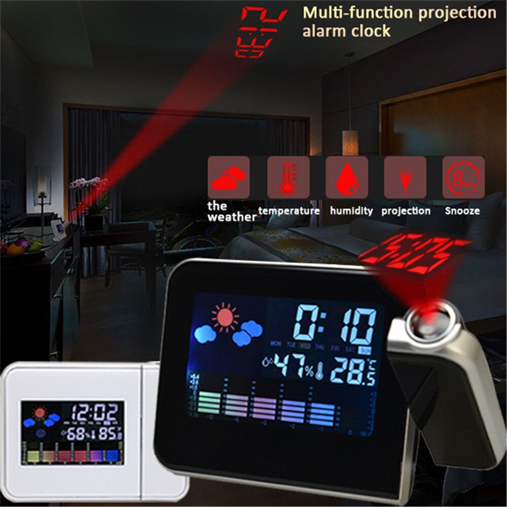 LED réveil température thermomètre bureau heure Date Led affichage projecteur calendrier affichage décoration de la maison horloge