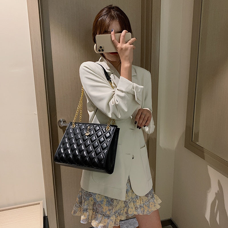Lingge chain bag fashion female bag lady shopping bag casual shoulder bag new female bag messenger bag mobile phone bag
