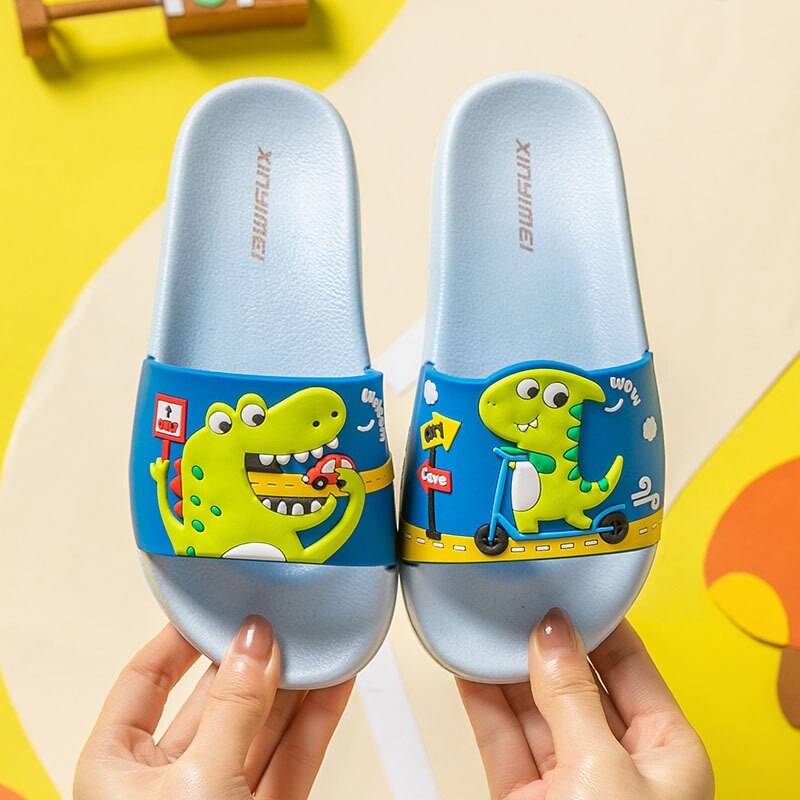 Summer Dinosaur Kids Slippers Boys Girls Slippers PVC Soft Non-slip 2021 Beach Sandals For Kids Home Bathroom Baby Flip Flops