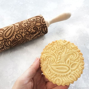 New Leaf Christmas Deer Wooden Rolling Pin Embossing Baking Cookies Noodle Biscuit Fondant Cake Dough Patterned Roller Snowflake