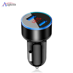 Mini chargeur de voiture USB pour iPhone XR 11 chargeurs de téléphone de voiture rapide charge rapide avec affichage LED 3.1A double chargeur de téléphone USB dans la voiture