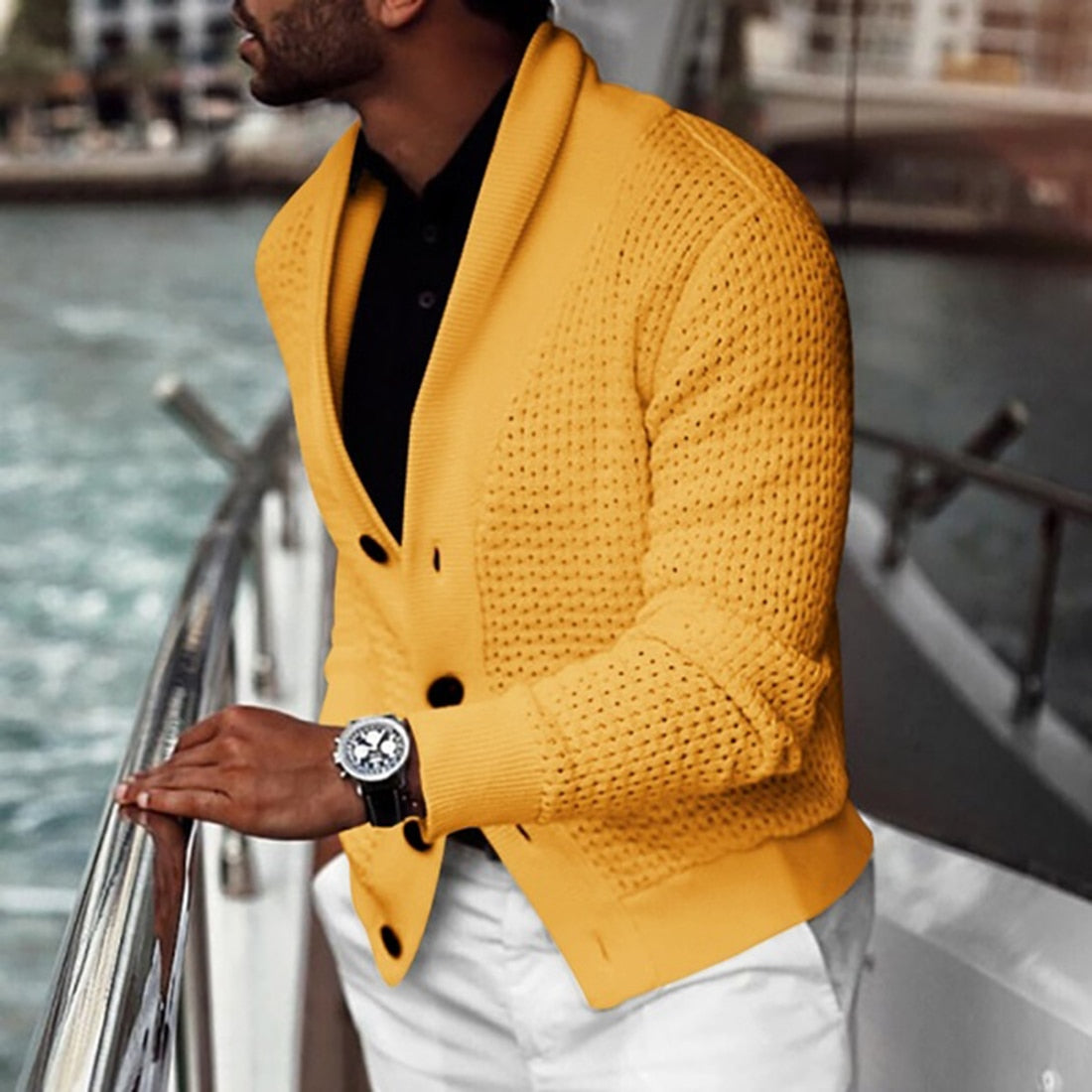 New Hot Sell Middle-Long Mens White Sweater Cardigan Trench Male Autumn Warm jacket Coat Sweater Winter