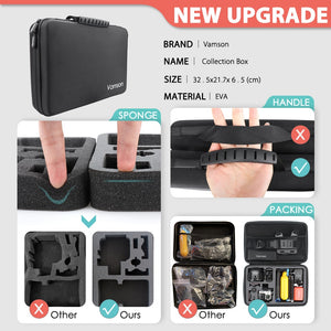 Vamson for Gopro Accessories Set for go pro hero 8 7 6 5 4 kit 3 way selfie stick for Eken h8r / for xiaomi for yi EVA case VS77