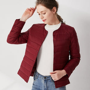 2020 Women‘s Autumn Down Jacket Female Ultra Thin Plus Size Pink Down Jackets Ultra Light Warm Coat Short Jackets Women Tops