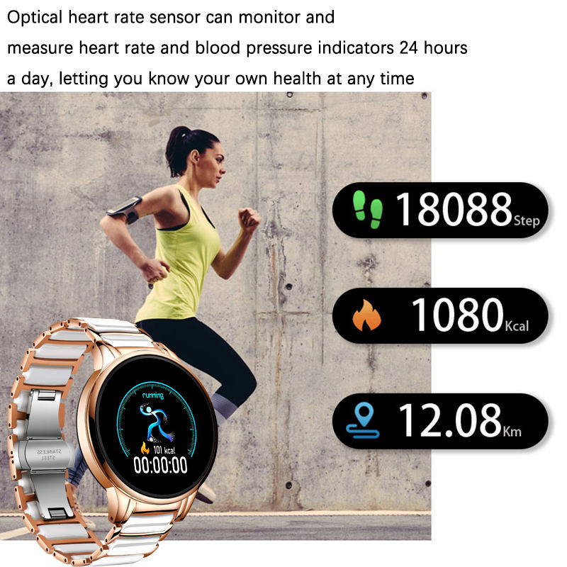 LIGE Luxury Smart Watch Women Waterproof Sports Fitness Tracker For Android ios Reloj inteligente Ceramic Strap smart watch Men