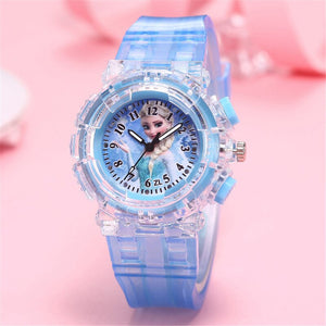 Disney Frozen 2 Princess Pattern Children toy Luminous watch Crystal Cartoon Leather Quartz Wristwatch for Girls Kids Toy Gift