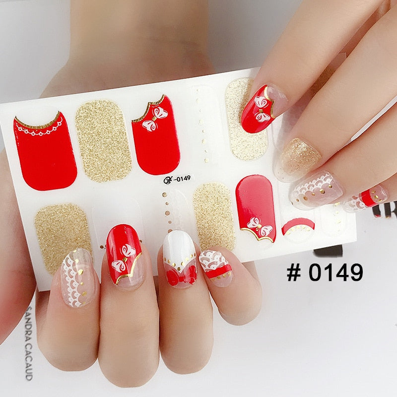 Fashion 31 Designs 3D Full Cover Nail Sticker Waterproof Self-adhesive Nail Art Manicure DIY Decoration Glitter Nail Wraps 2019