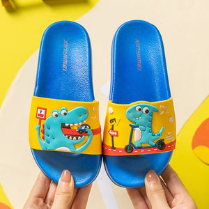 Summer Dinosaur Kids Slippers Boys Girls Slippers PVC Soft Non-slip 2021 Beach Sandals For Kids Home Bathroom Baby Flip Flops