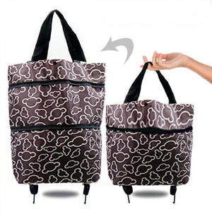 Portable Women Shopping Bag Folding Grocery Shopping Wheel Bag Small Pull Cart Buy Vegetables Food Storage Bag Organizer Tug Bag