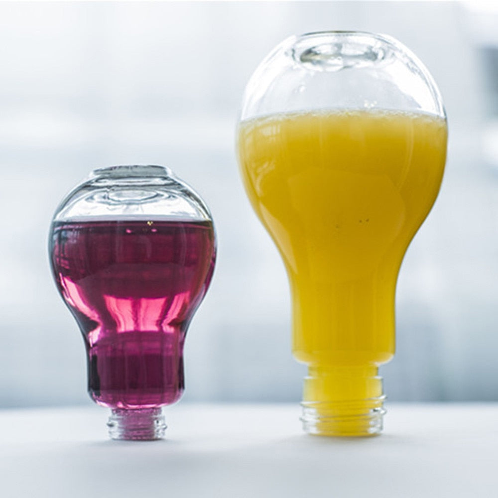 Creative Summer Bulb Water Bottle Cute Brief Fashion Milk Juice Light Bulb Leak-proof Drinkware Portable Outdoors Drinking Glass