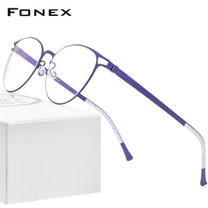 FONEX Alloy Glasses Frame Women 2020 New Vintage Round Myopia Optical Frames Prescription Eyeglasses Men Screwless Eyewear 996
