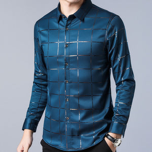 Long Sleeve Slim Fit Men Shirt Streetwear