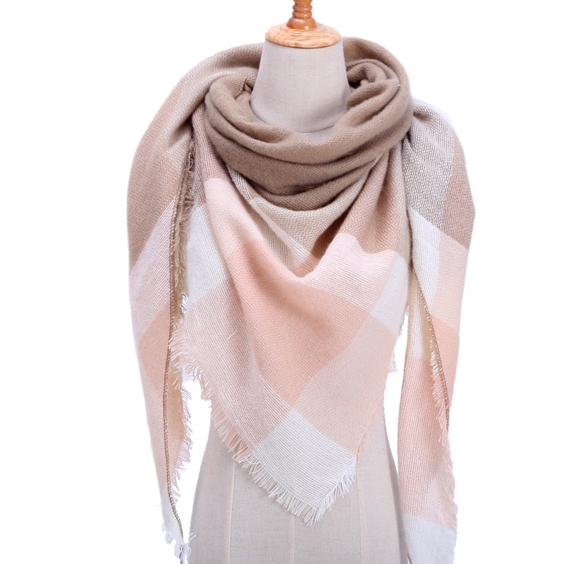 Designer 2020 knitted spring winter women scarf plaid warm cashmere scarves shawls luxury brand neck bandana pashmina lady wrap