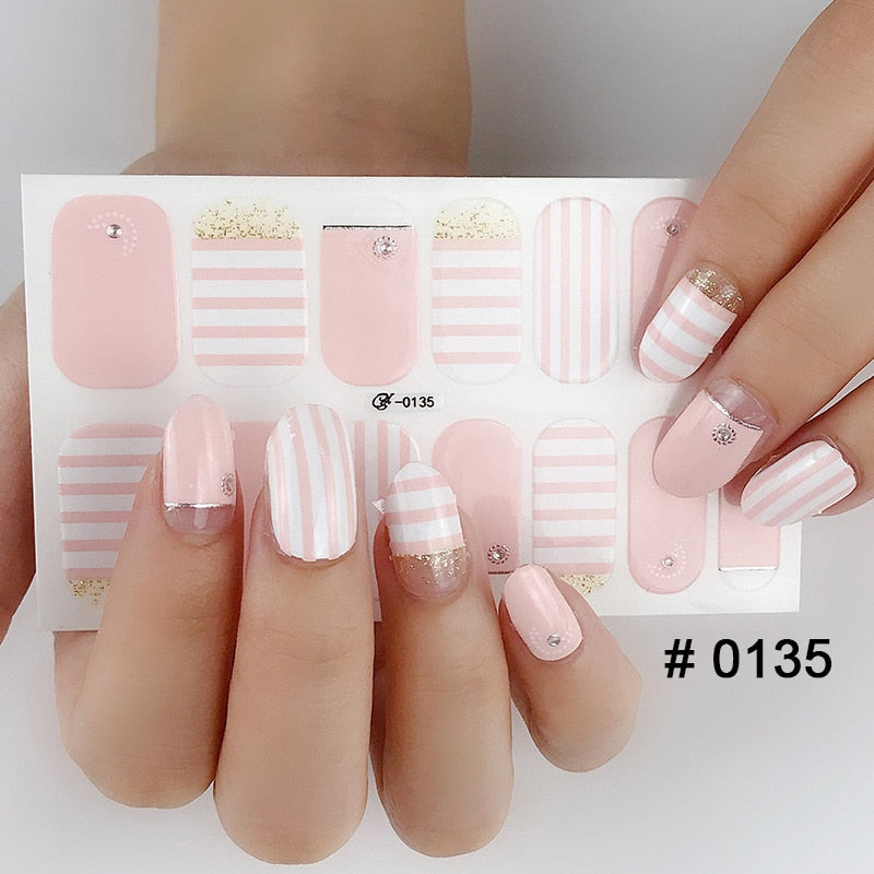 Fashion 31 Designs 3D Full Cover Nail Sticker Waterproof Self-adhesive Nail Art Manicure DIY Decoration Glitter Nail Wraps 2019