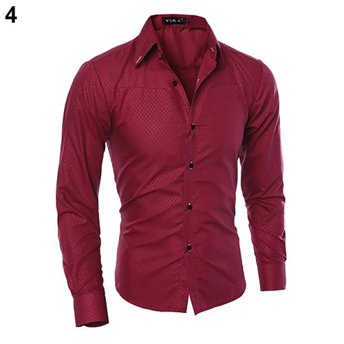 New Argyle luxury men's shirt Business Style Slim Soft Comfort Slim Styles Long Sleeve Casual Dress Shirt Gift For Men