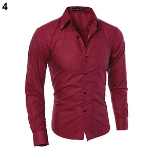 New Argyle luxury men's shirt Business Style Slim Soft Comfort Slim Styles Long Sleeve Casual Dress Shirt Gift For Men