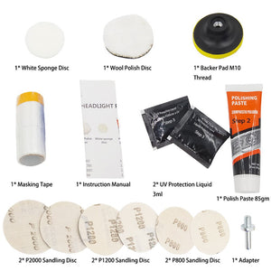 VISBELLA Headlamp Polishing Paste Kit DIY Headlight Restoration for Car Care Repair Hand Tool Sets Head Lamp Lenses by Machine