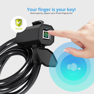 KERUI Bike Lock Keyless Fingerprint Bicycle Lock Safe Anti-theft Anti-shear Smart Door Lock for Motorcycle Gate Fence Outdoor