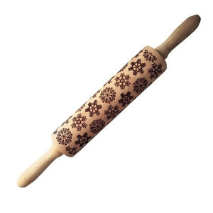 New Leaf Christmas Deer Wooden Rolling Pin Embossing Baking Cookies Noodle Biscuit Fondant Cake Dough Patterned Roller Snowflake