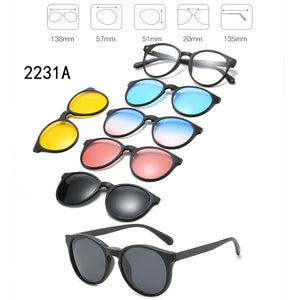 6 In 1 Custom Men Women Polarized Optical Magnetic Sunglasses Clip Magnet Clip on Sunglasses Polaroid Clip on Sun Glasses Frame