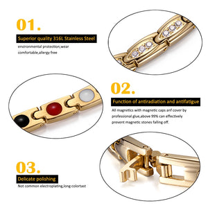 RainSo Stainless Steel Fashion Gold Magnetic Women Bracelets Health Elements Bio Energy Therapy Jewelry Friendship Gift 2020
