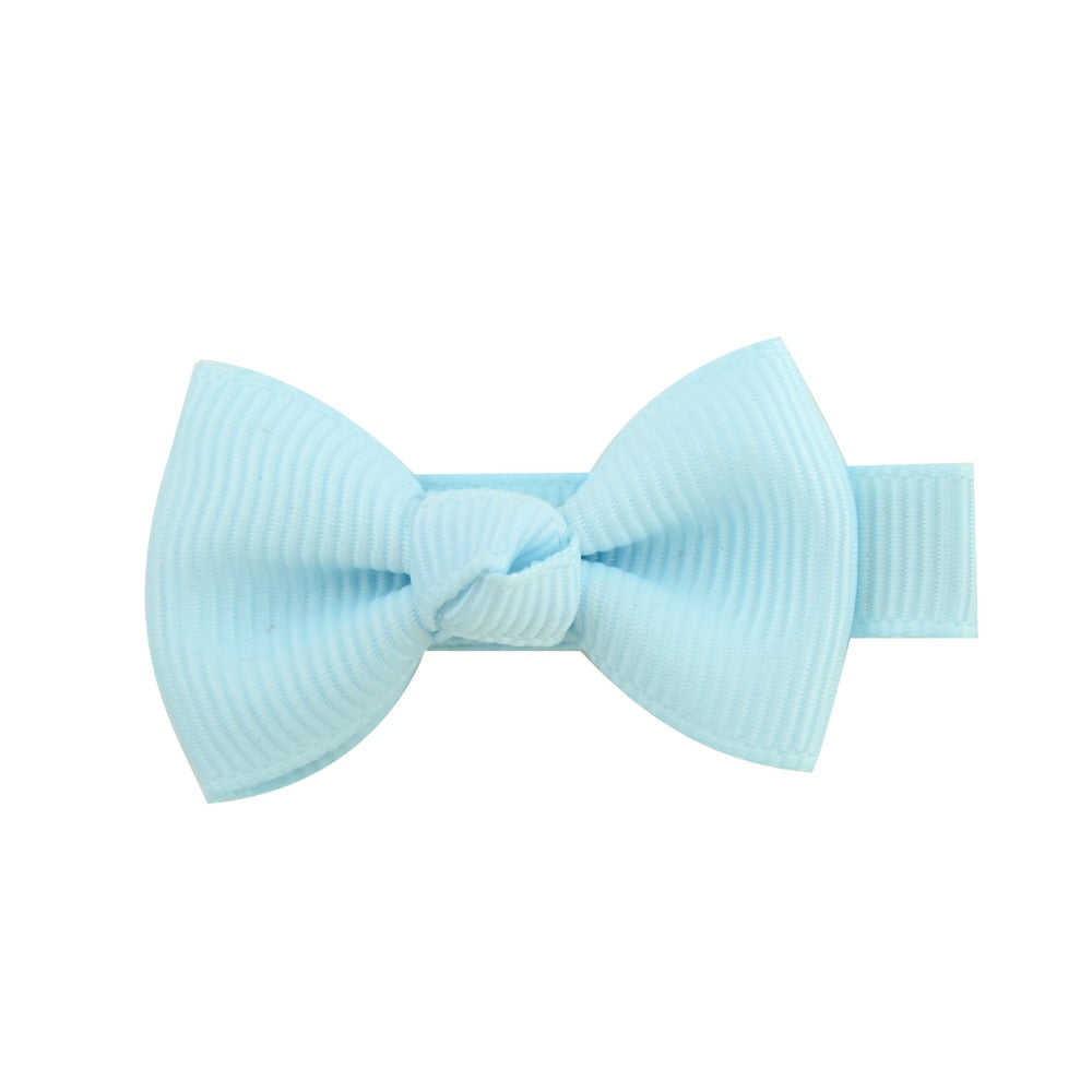 40 pcs/lot Cute Mini Hair Bows With Clip For Baby Girls Hair Clips Tie Solid Ribbon Barrettes Kids Hairpins Headwear Accessories