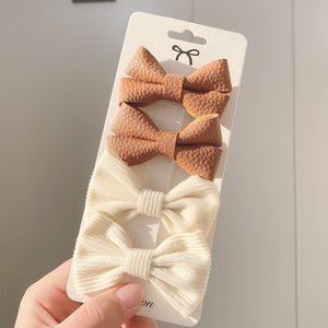 4PCS/SET 2021 New Girls Leopard Hairpins Kids Sweet Hair Clips Barrettes Lovely Hair Bows Children Cute Kids Hair Accessories