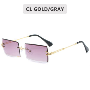 2020 Retro Sunglasses Women Brand Designer Fashion Rimless Gradient Sun Glasses Shades Cutting Lens Ladies Frameless Eyeglasses