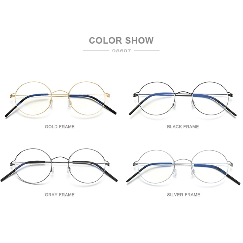 FONEX Screwless Eyewear Prescription Eyeglasses Frame Women Round Myopia Optical Denmark Korean Glasses Frame Men Titanium 98607