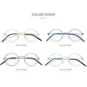 FONEX Screwless Eyewear Prescription Eyeglasses Frame Women Round Myopia Optical Denmark Korean Glasses Frame Men Titanium 98607