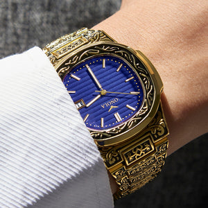Mode montre à quartz hommes marque ONOLA luxe rétro or acier inoxydable montre hommes or hommes montre reloj hombre
