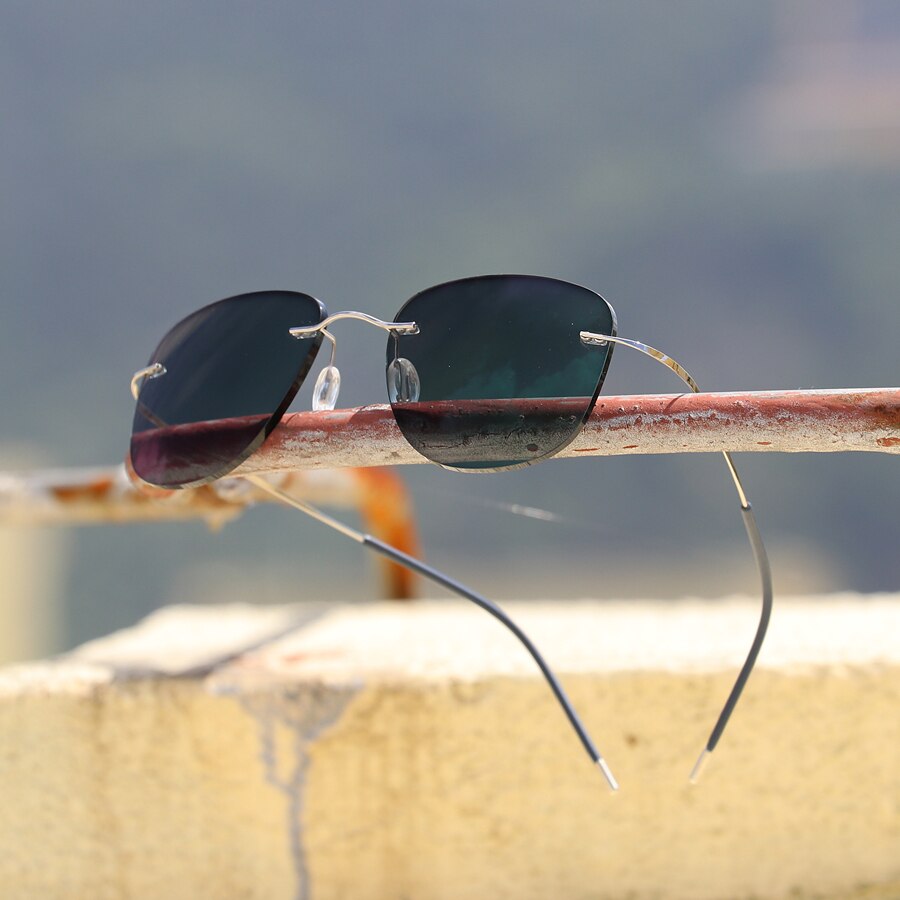 Titanium Transition Aviation Sunglasses Photochromic Reading Glasses Rimless Eyeglasses Men with Diopters