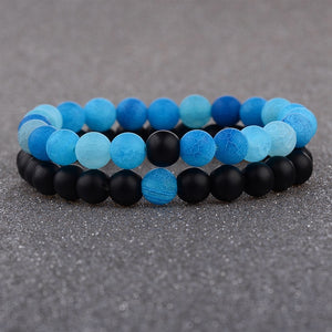 2pcs/set 2020 Weathered Stone Beaded Couple Bracelet Classic MoonStone Lovers Bracelet For Women Bileklik