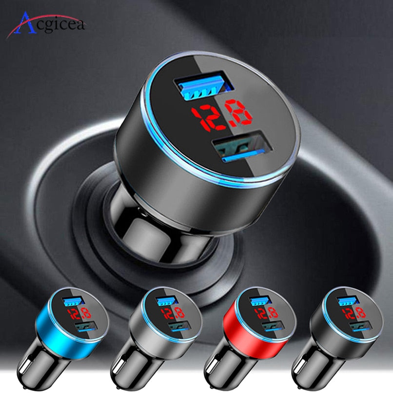 Mini chargeur de voiture USB pour iPhone XR 11 chargeurs de téléphone de voiture rapide charge rapide avec affichage LED 3.1A double chargeur de téléphone USB dans la voiture