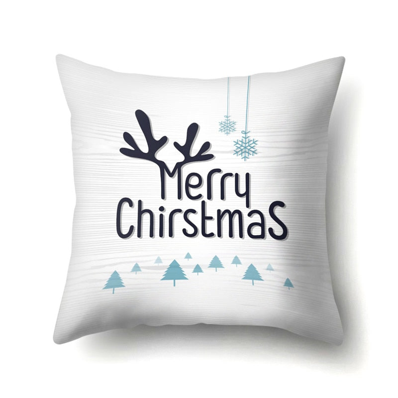 Elk Deer Santa Claus Snowman Christmas Cushion Cover Throw Pillow Xmas New Year Decor Home Decoration Polyester Pillowcase 40543