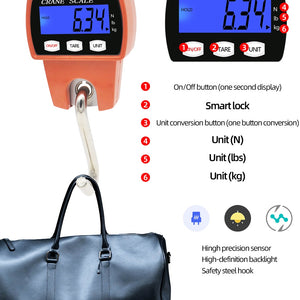 300kg Mini Crane Scale Portable LCD Electronic Digital Industrial Crane Scale Heavy Duty Hanging Weighting Hook Scales 40% off