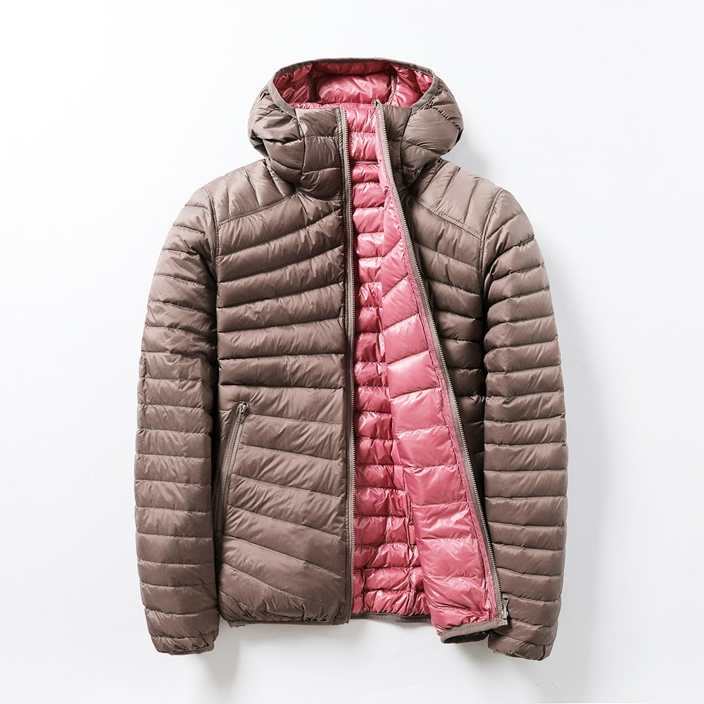 2020 Women Down Jacket Women Parks Ultra Light Feather Double Side Windbreaker Reversible Autumn Winter Female Coat Brand Tops