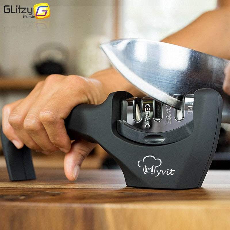 GLITZY - Aiguiseur de couteau avec 3 finitions