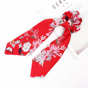 Floral Satin Scrunchies Women Elastic Hair Bands Ties Scarf Woman Scrunchy Hairbands Turban Head Wrap Hair Accessories Headwear