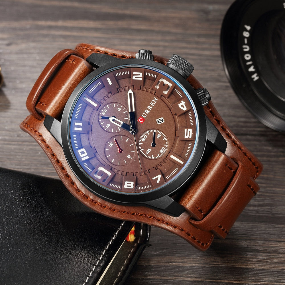 CURREN Top marque de luxe hommes montres hommes horloges Date Sport militaire horloge bracelet en cuir Quartz affaires hommes montre cadeau 8225